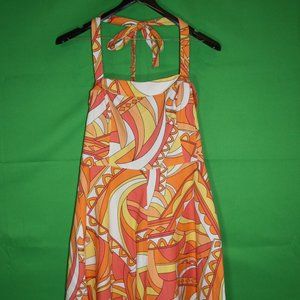 Becky & Max Halter Sundress Bold Bright Mod Retro Pin Up Size 12 Knee Length